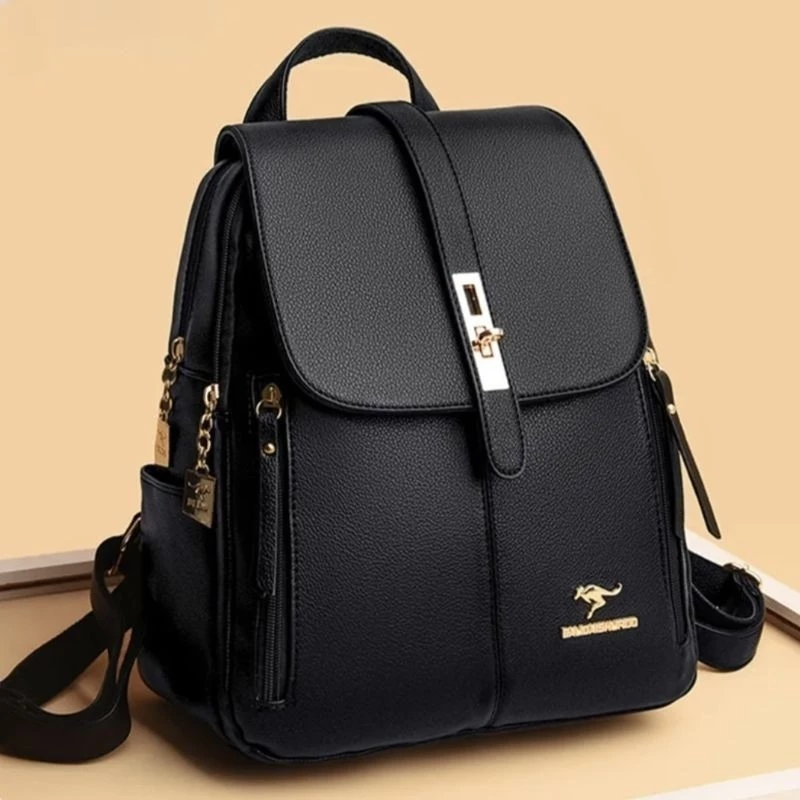 mochila De Costas Couro Social Feminina Elegante Reforçada Top canguru — imagem 1