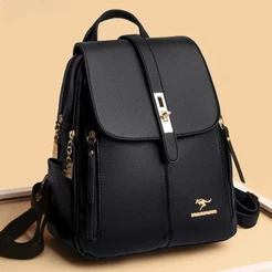 mochila De Costas Couro Social Feminina Elegante Reforçada Top canguru