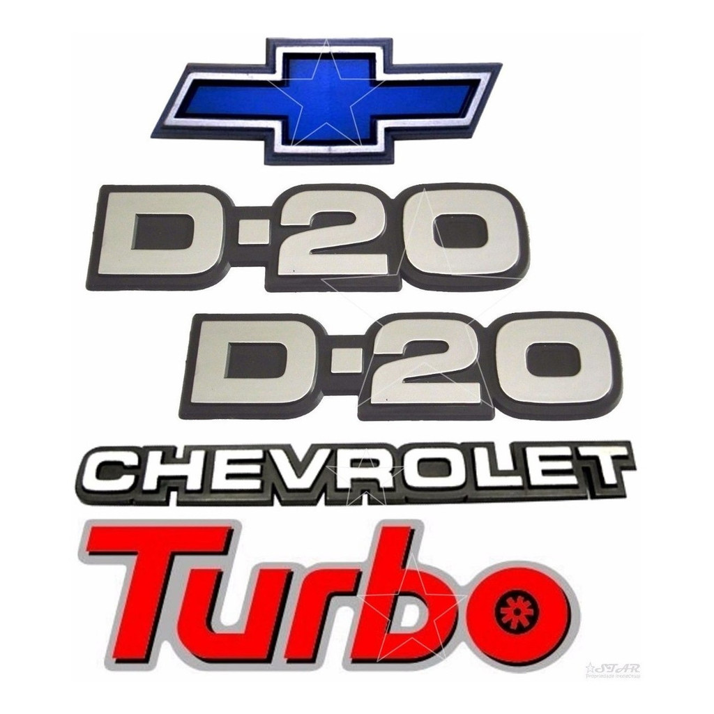 Emblemas D20 + Chevrolet + Gravata + Turbo - 1985 À1992