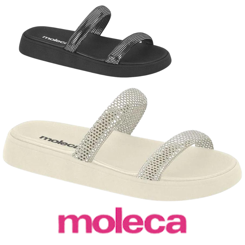 Sandália Feminina Moleca Papete Brilho Glam 33 AO 39