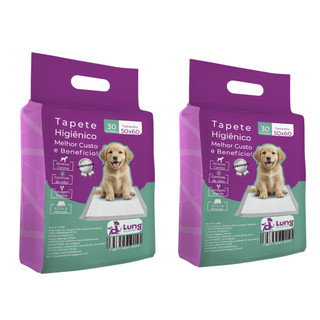 Kit 2 Tapete Higienico 50x60cm 60un Econômico p/ Cachorro Pet c/ Fita Colante Custo Benefício