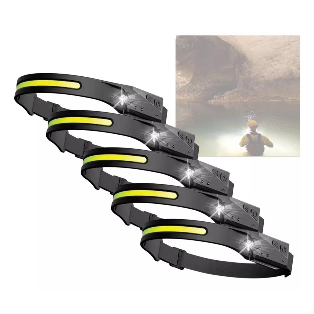 KIT Lanterna de Cabeça Recarregável Led Corpo Motion Camping Torch Light Lamp Com Usb em Oferta na Shopee