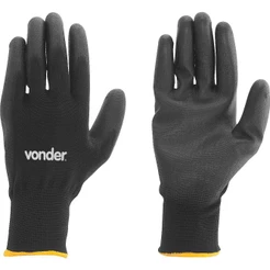 Luva poliéster helanca m preto palma pu ca30909 - Vonder