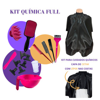 Kit Química Profissional Full para Cabelereiro Capa de Cetim Cumbuca Pentes Escova Fashion em Oferta na Shopee