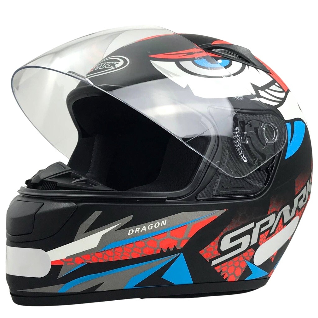 Capacete Moto Ebf New Spark Dragon Esportivo Motoboy Com Narigueira Viseira 2mm