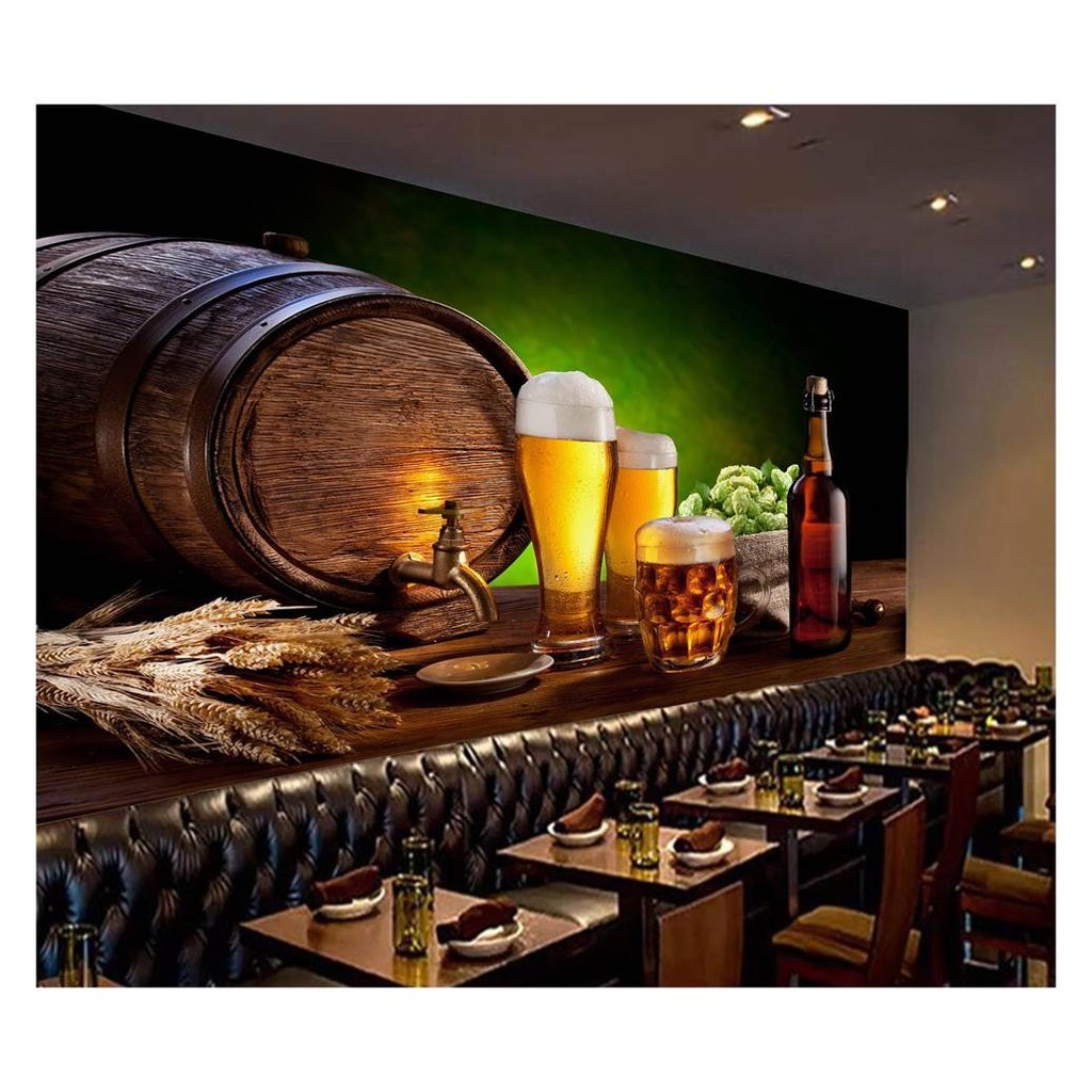 Adesivo de parede Bebidas Cerveja cervejaria adega lúpulo malte cevada papel de parede m² AL 072