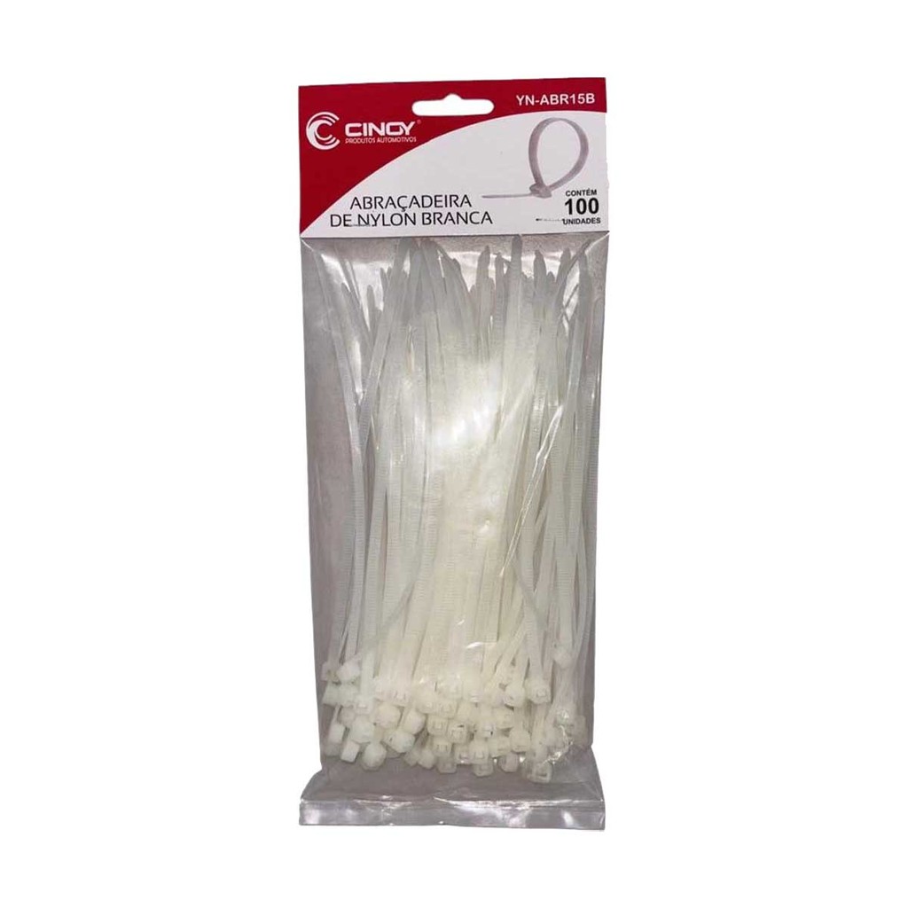 Abraçadeira de Nylon BRANCA (Enforca Gato) 15X3.6 cm - 100 Unid