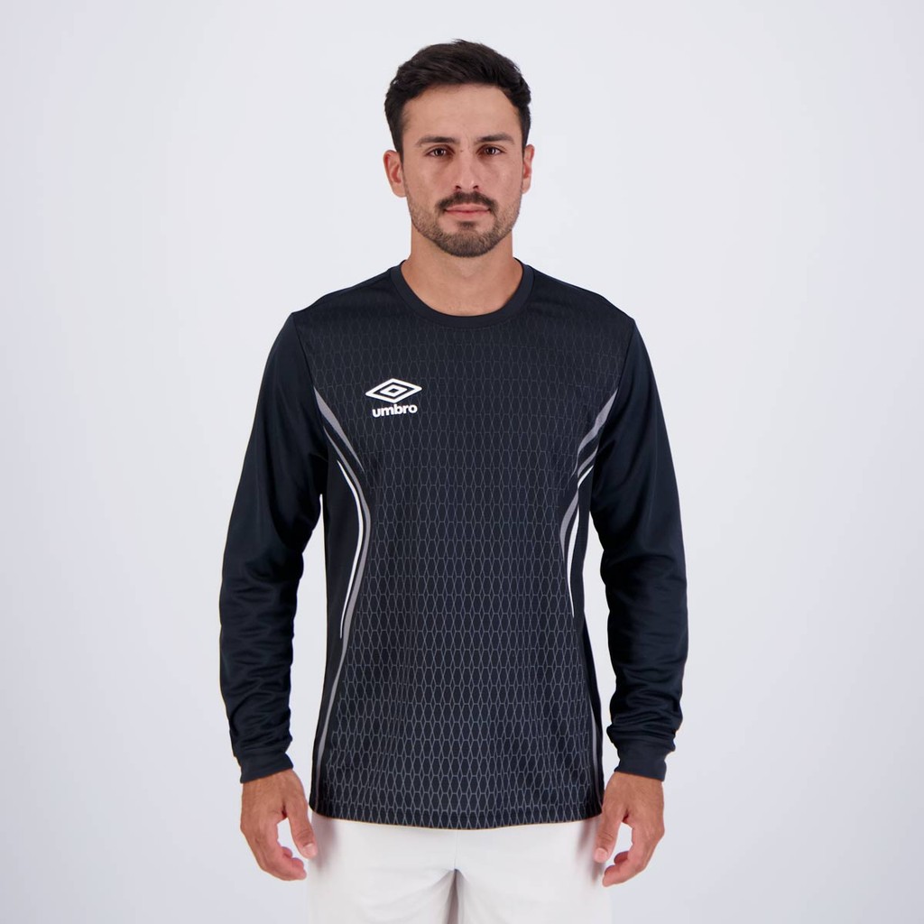 Camisa Umbro Goleiro Portiere Manga Longa Preta em Oferta na Shopee