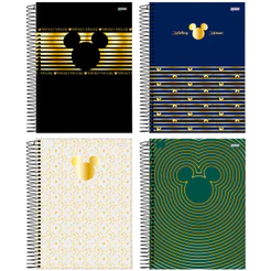 Caderno Universitário 10 Matérias 160FL Mickey Arts Office - 4 Unidades Sortidas