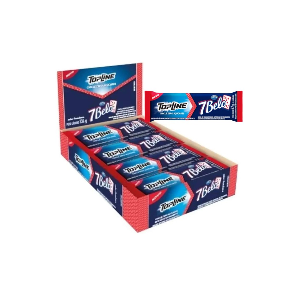 Chiclete Topline 7 Belo Framboesa Zero Açúcar Com 20 Unidades De 6,7g em Oferta na Shopee