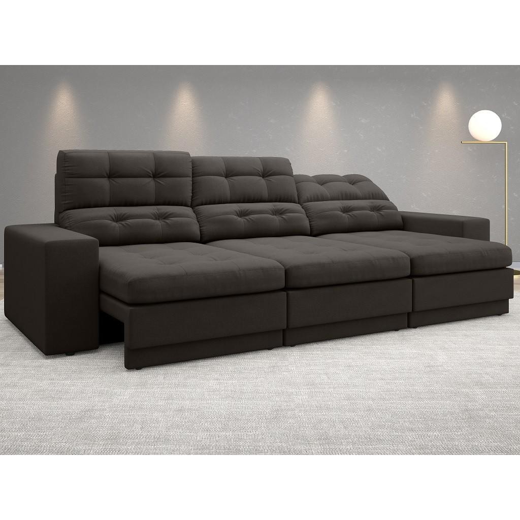 Sofá 4 Lugares Net Jobim Assento Retrátil e Reclinável Chocolate 2,30m (L) em Oferta na Shopee