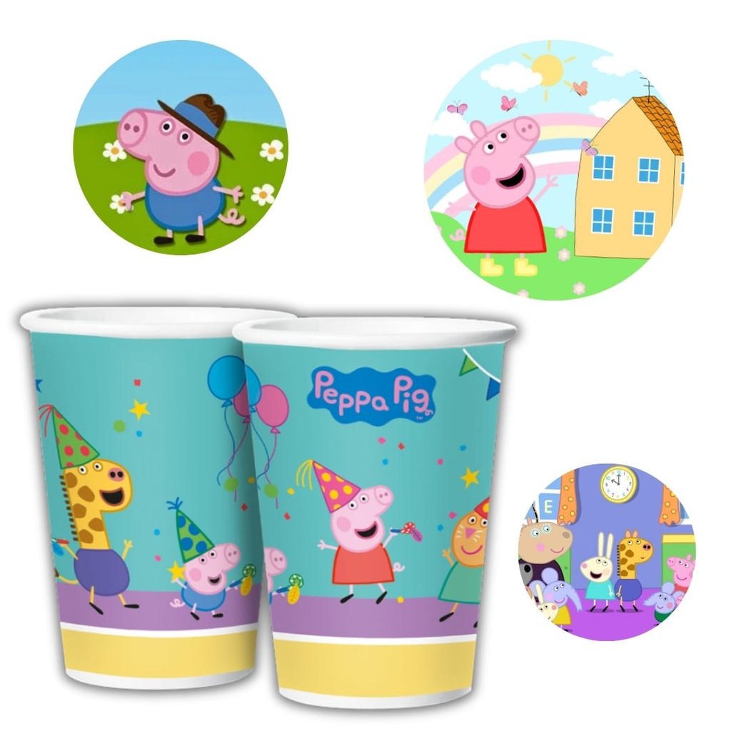 8 COPO PAPEL FESTA  PEPPA PIG  180ML REGINA em Oferta na Shopee
