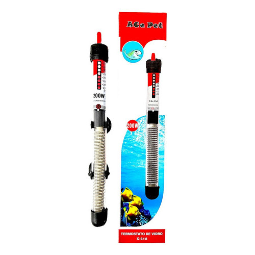 Termostato Com Aquecedor Vidro X-618 200w 220v Ace Pet