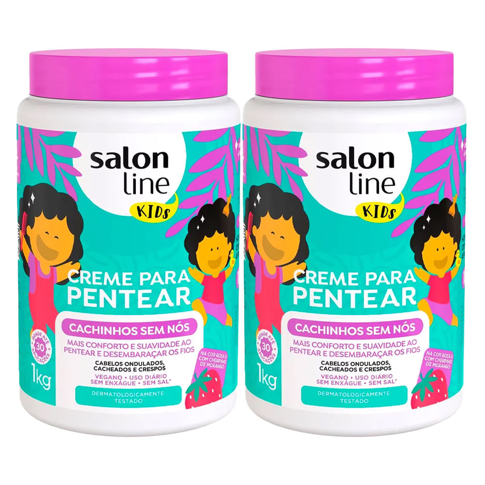 Kit 2 Cremes De Pentear Infantil Salon Line Kids Sem Nós 1kg - Beauty