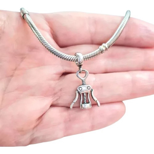 Pingente Berloque Charm Saca Rolhas Prata Maciça S925 Bali