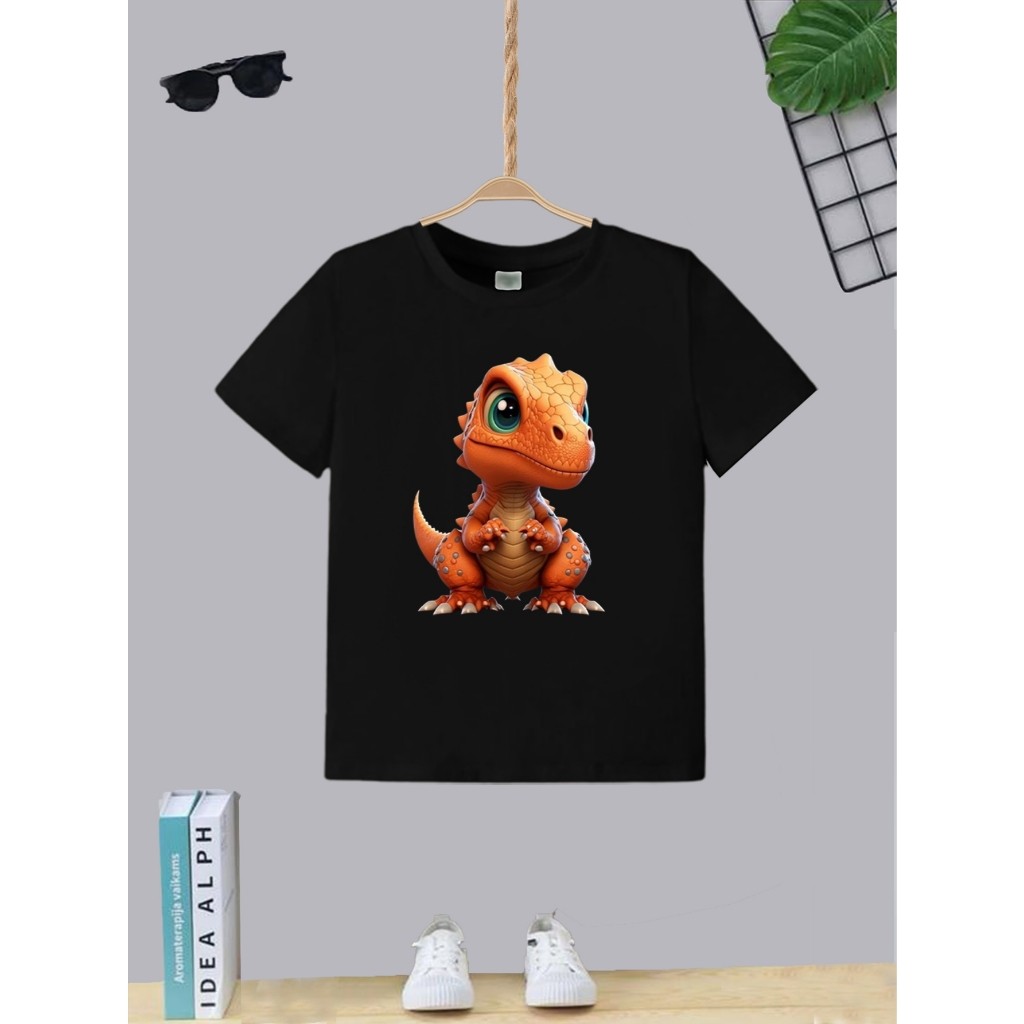 Camiseta Infantil Juvenil Teen Menino Estampa Dinossauro Baby T-shirt Masculina Moda Algodão Gola Redonda
