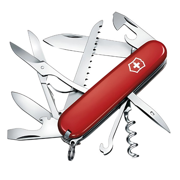 Canivete Suíço Victorinox Huntsman Vermelho – 15 Funções, Tesoura, Serra, para Camping e Aventuras