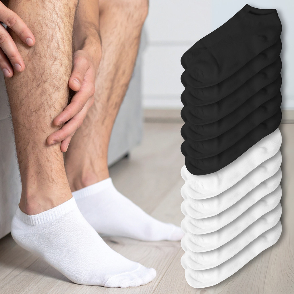 Kit 12 Meia Soquete Masculina Curta Cano Baixo Branca e Preta 38 a 46