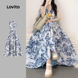 (Hot) Lovito Vestido Boho Ditsy Estrutura Floral Linha Flores Vestido De Verão/Primavera Para Mulheres L124AD1003 em Oferta na Shopee