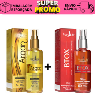 Kit 2 óleo para cabelo Reparador de pontas profissional Argan Supreme + Btox Reconstrutor 50ml em Oferta na Shopee