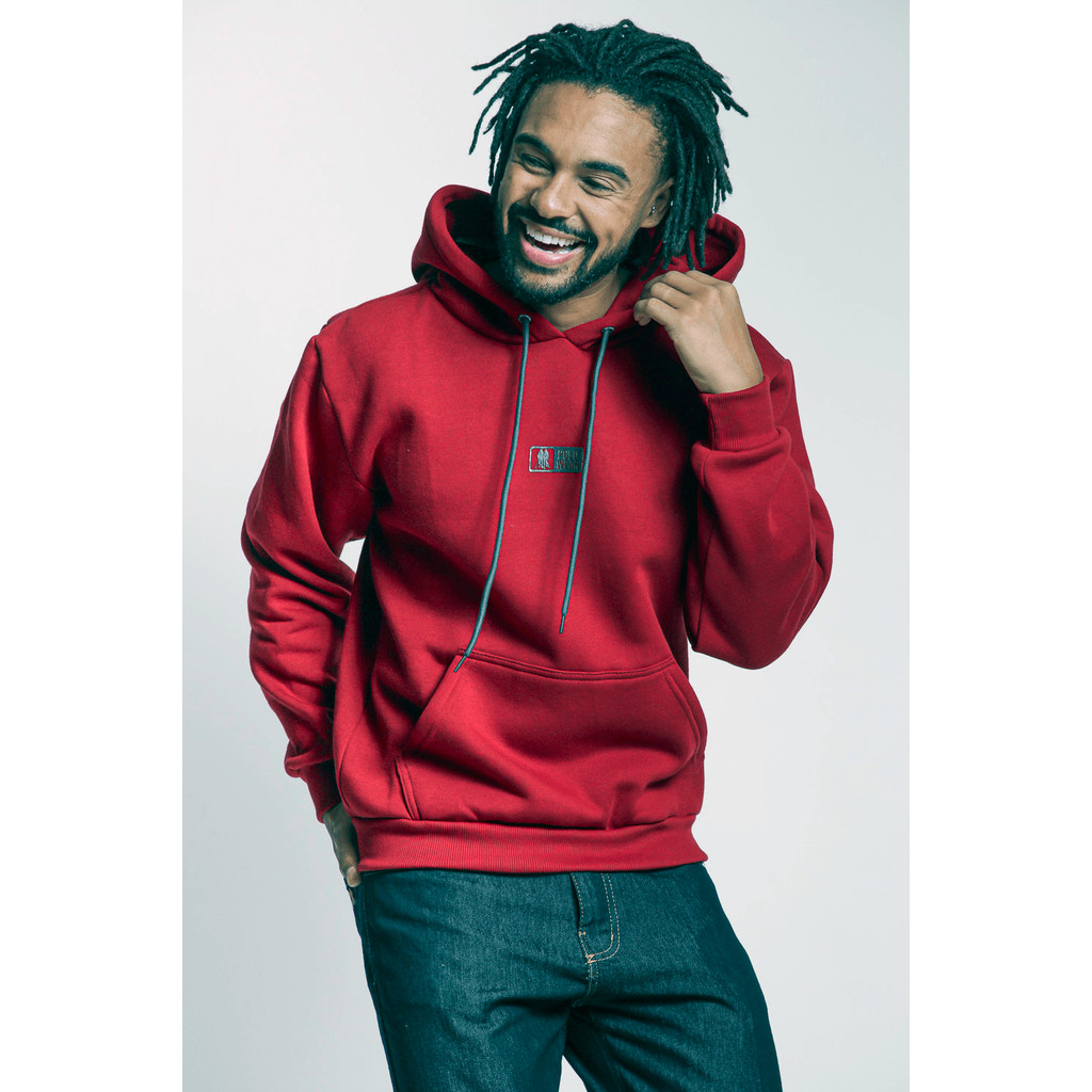 Blusa Moletom Masculina Canguru Logo Polo Wear Vermelho Escuro - Men Clothes