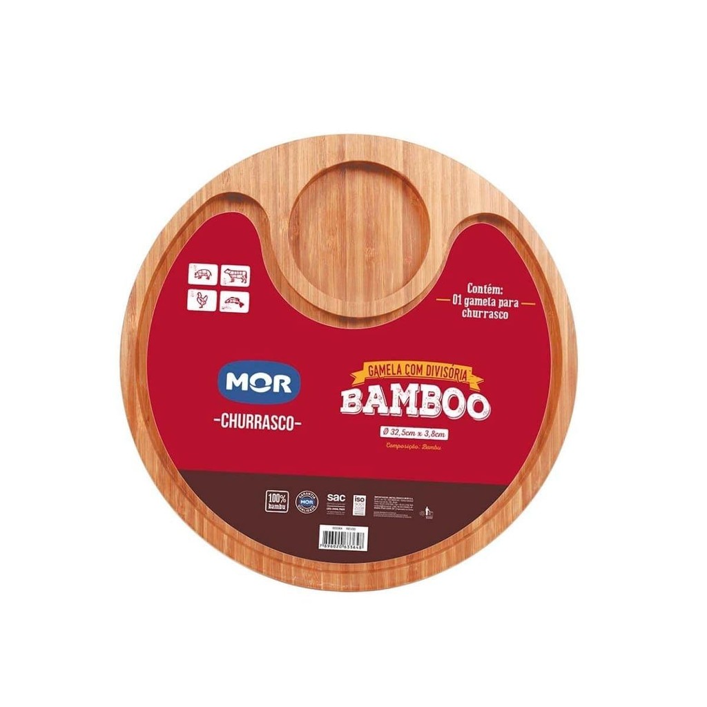 Gamela Bandeja com Divisória Bamboo Churrasco Mor