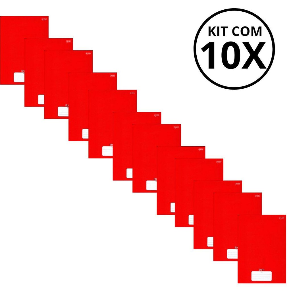 Kit Com 10 Caderno Brochura 96 Fls Pautado Capa Dura - Stiff KITS:KIT 07