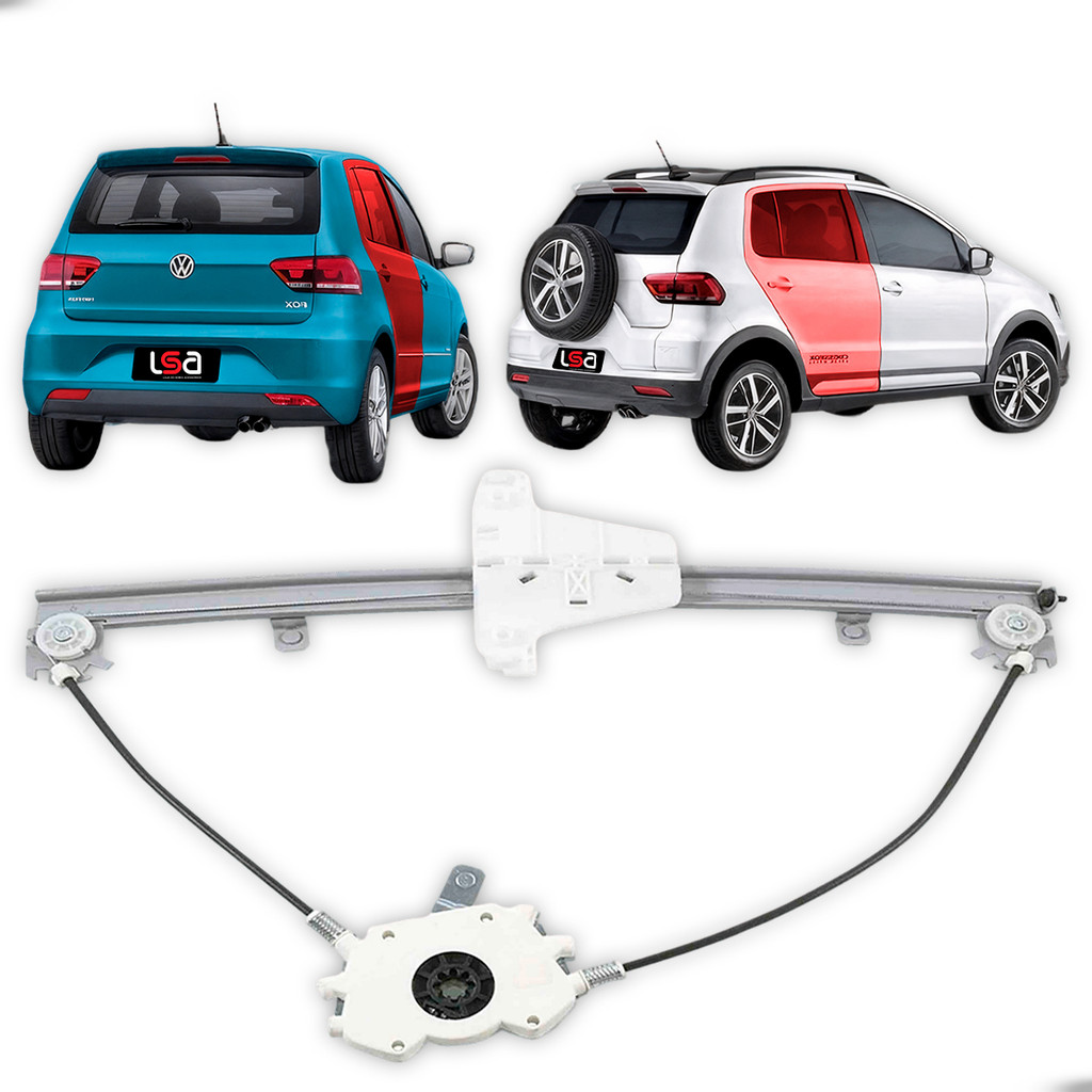 Máquina de Vidro Elétrico Traseiro Direito Volkswagen Fox 4 portas 2003-2021 Compatível com Motor Mabuchi 8 Dentes em Oferta na Shopee