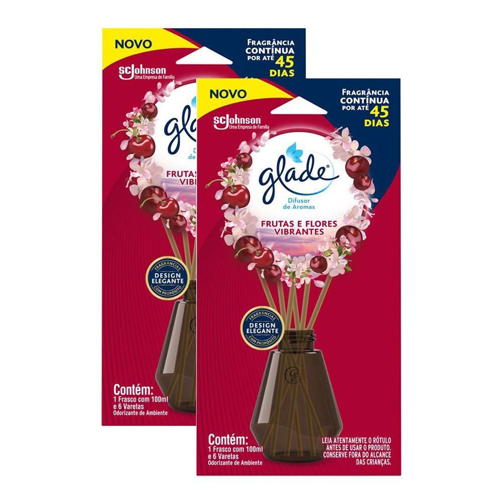 Kit 2 Difusor de Aromas Glade Frutas e Flores Vibrantes 100ml cada em Oferta na Shopee