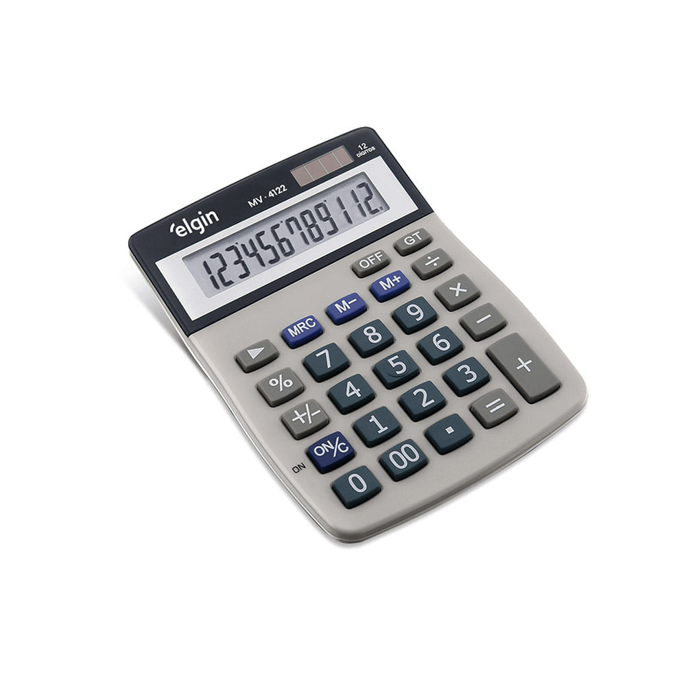 Calculadora de Mesa 4122 - 12 Digitos LCD Funções Avançadas Alimentação por Bateria ou Energia Solar