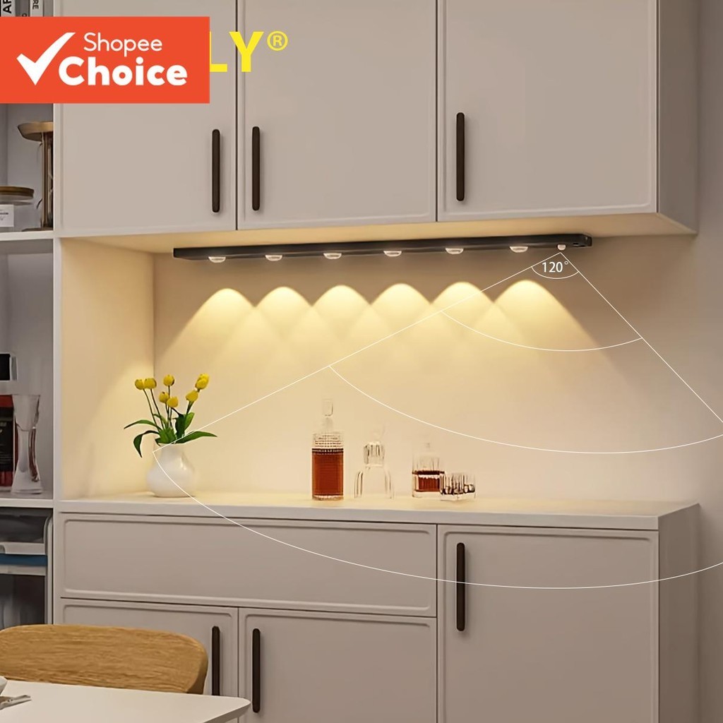 Luz LED Ultrafina Com Sensor De Movimento Olho De Gato Recarregável USB Tipo C Para Cozinha/Quarto/Guarda-Roupa