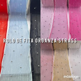 Rolo De Fita Organza De Strass - 38mm - 9,1 Metros em Oferta na Shopee