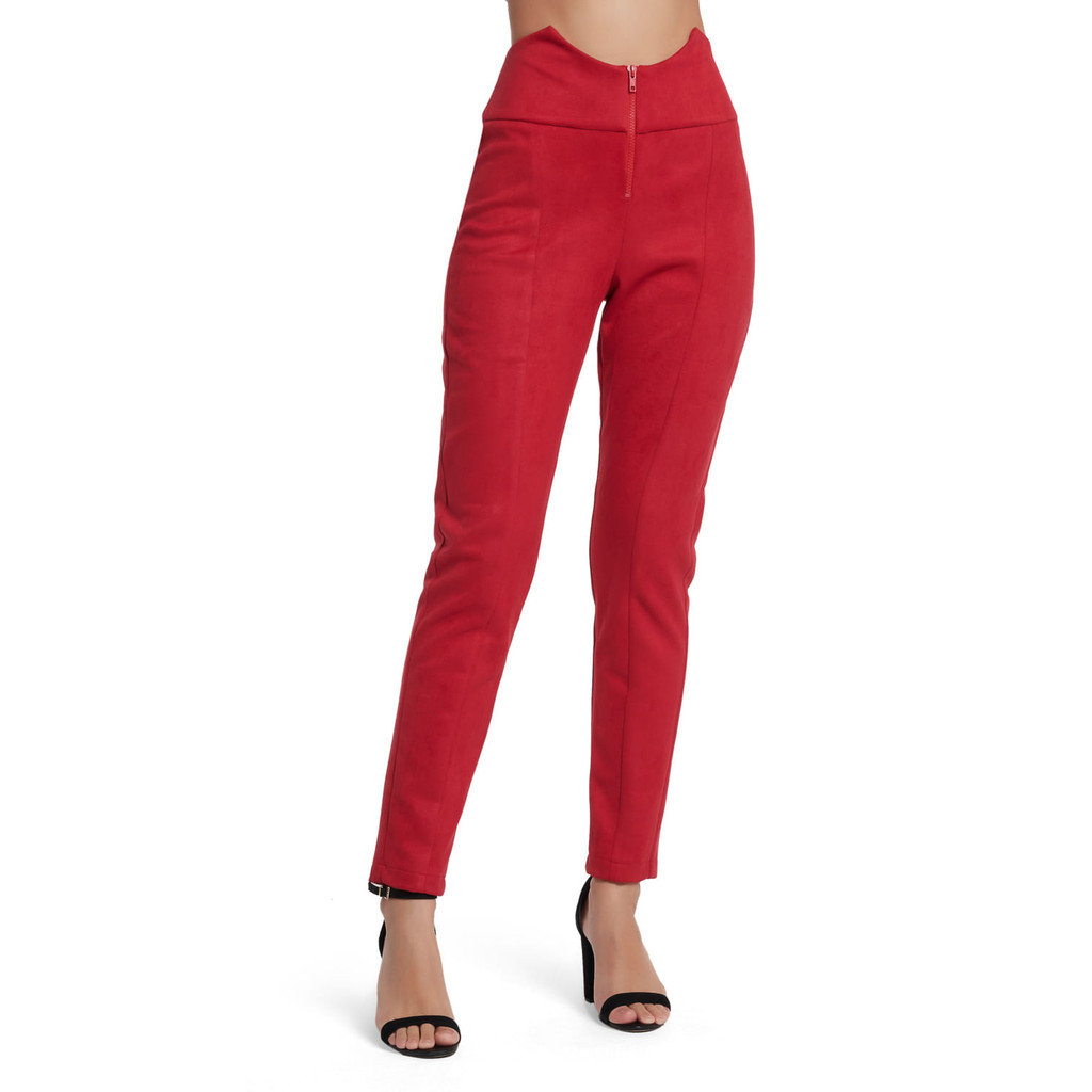 Calça Feminina Suede Cintura Alta Planet Girls Vinho - Women Clothes
