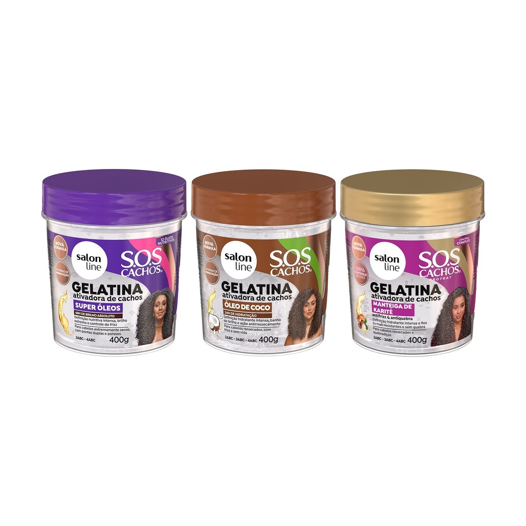 Kit Gelatinas SOS Cachos Nutrição, Hidratação e Antifrizz - Beauty