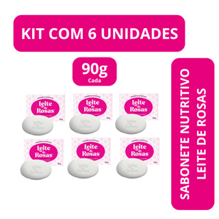 Kit 6 Sabonete em Barra Leite De Rosas 90g - Nutrição Limpeza Sabonete Facial Hidratação da Pele em Oferta na Shopee