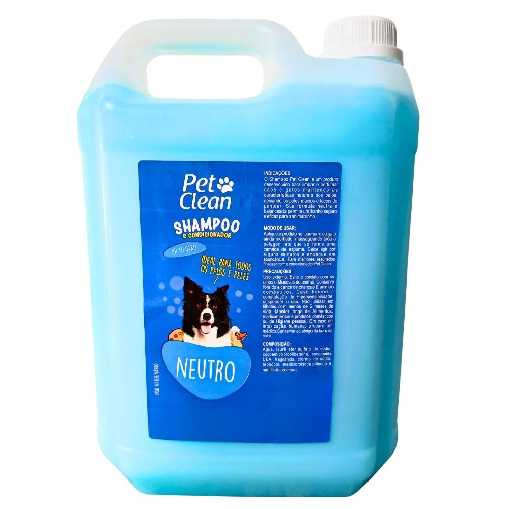 Pet Clean Shampoo Neutro 5L Pet Shop Cães e Gatos