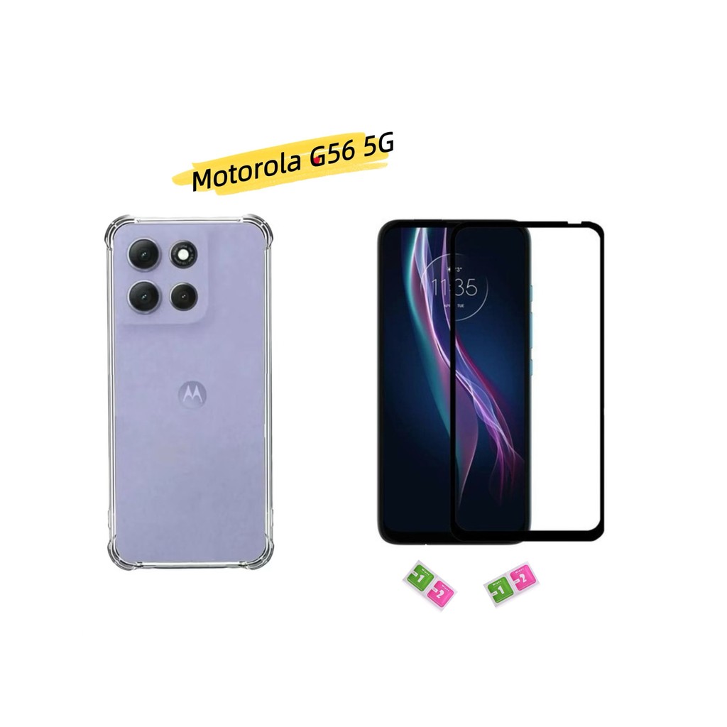 Capinha Para Motorola G56 Anti Impacto Transparente + película Vrido 3D / 9D em Oferta na Shopee