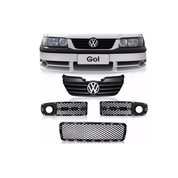 Kit Grade Parachoque + Emblema C/ Furo Milha Gol G3 Fase 2 em Oferta na Shopee