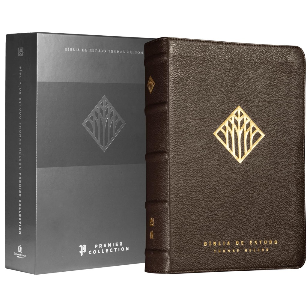Bíblia De Estudo Thomas Nelson | NVI | Leitura Perfeita | Couro Legítimo Marrom em Oferta na Shopee
