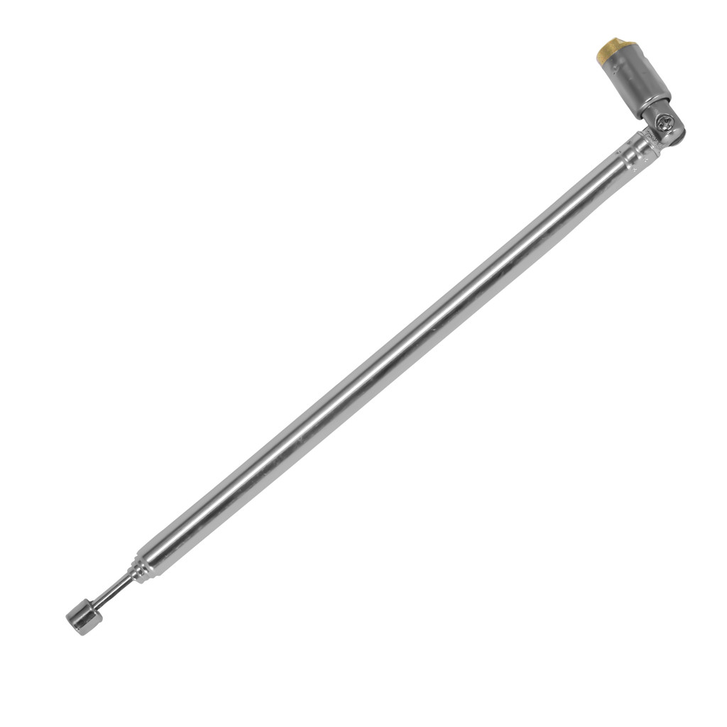 Antena Haster Telescópica Prata Para Rádio e Tv 18cm a 62cm 5 Estágios Vhf Uhf
