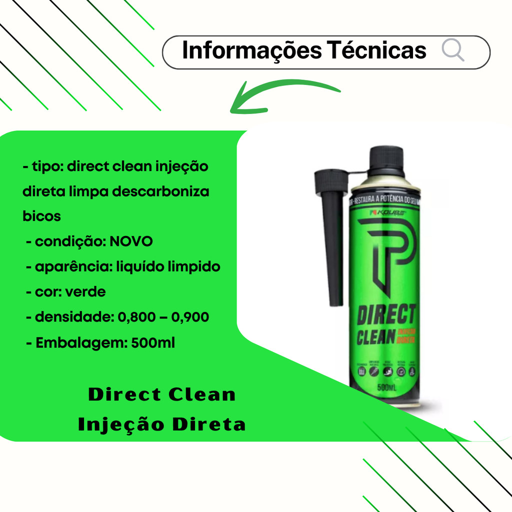 Detalhes do Direct Clean Injeção Direta Koube Limpa Descarboniza Bicos Camara Combustao Admissao Alimentação