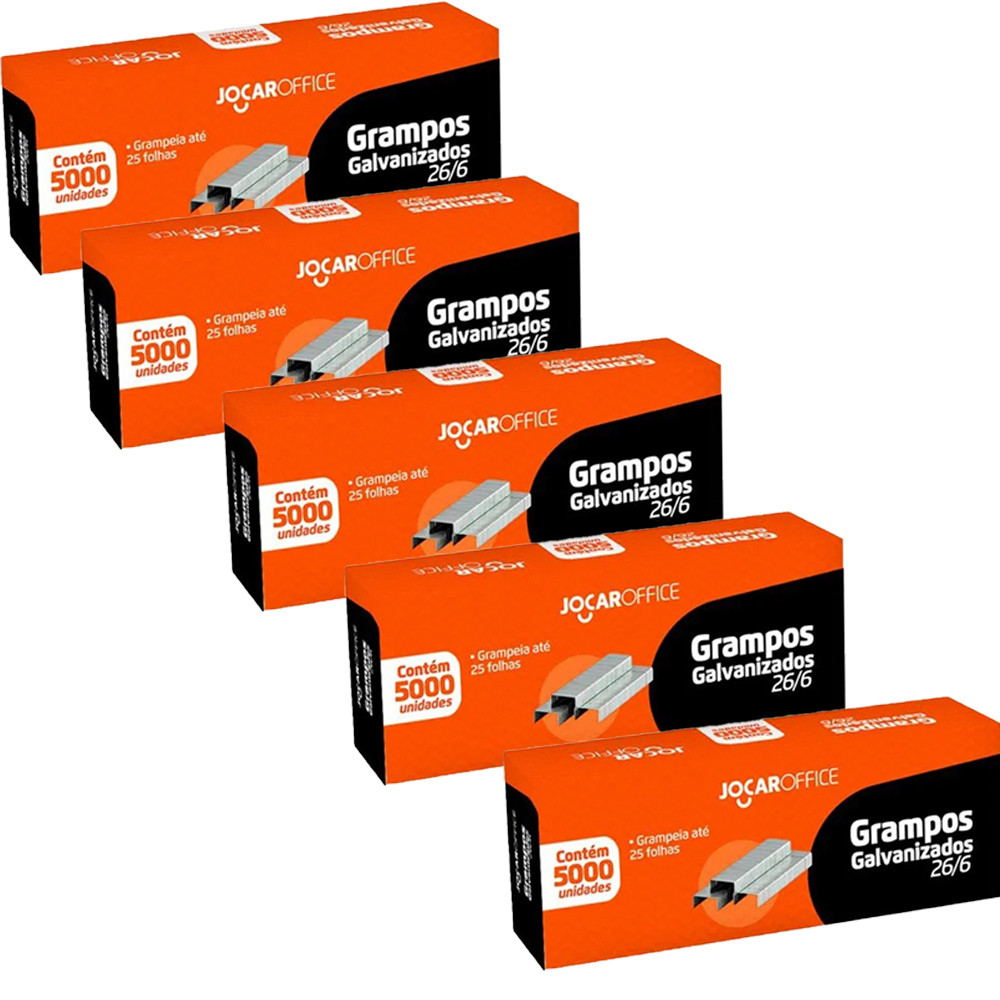 Grampo Galvanizado 26/6 - Jocar - Kit 5 Caixas em Oferta na Shopee