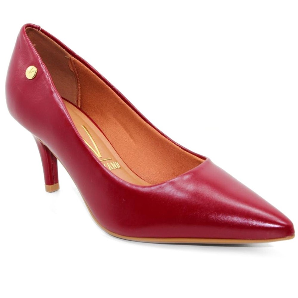 Scarpin Vizzano Salto Médio Bico Fino Feminino - Marsala em Oferta na Shopee