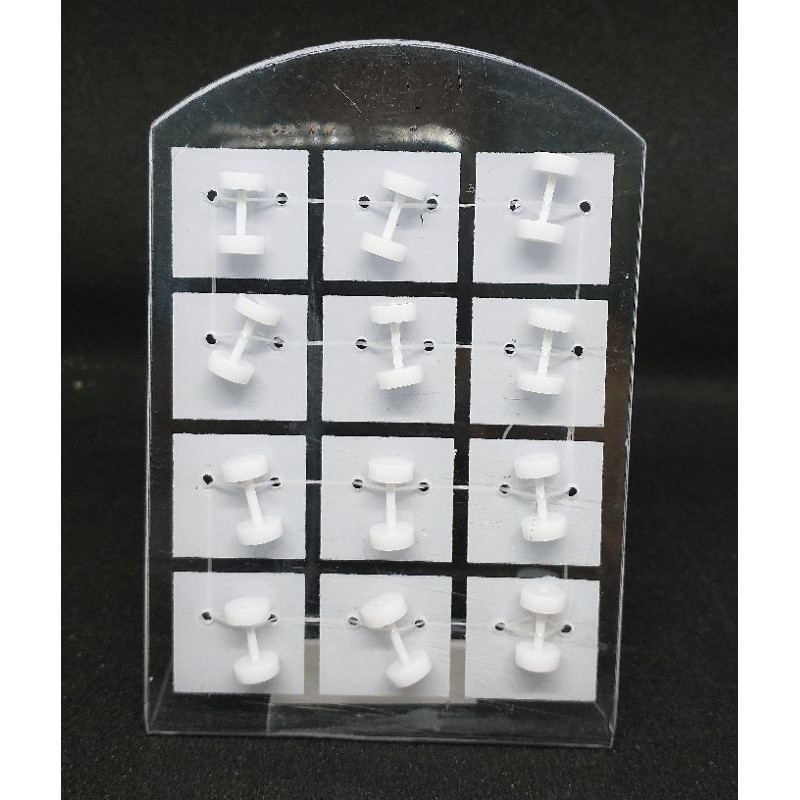 KIT CARTELA 12 PECA DE alargador  PRETO/BRANCO plástico acrílico 1-3mm UNISEXX rosquear DE piercing