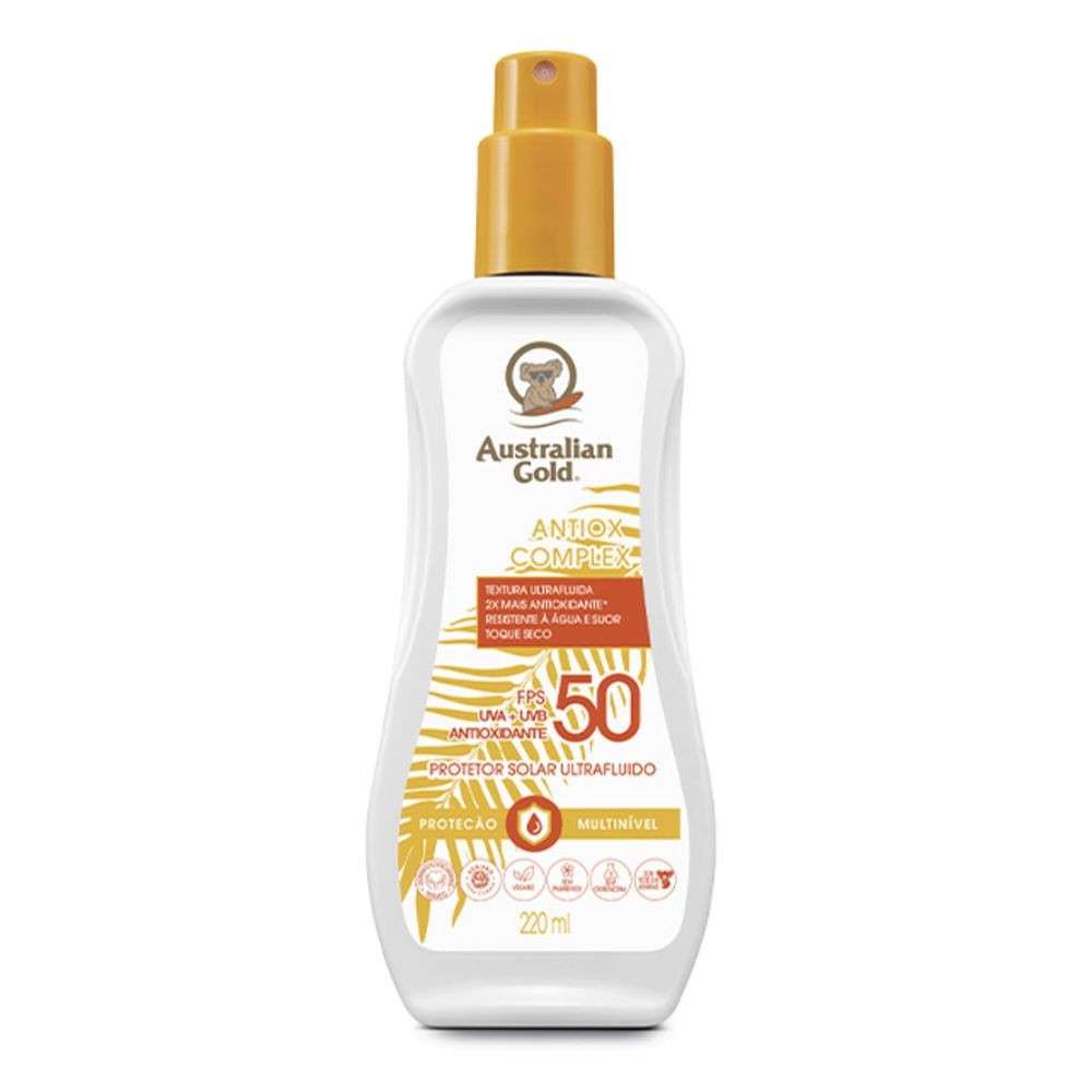 Protetor Solar Ultrafluido Australian Gold FPS 50 Antiox Complex 220ml - Beauty
