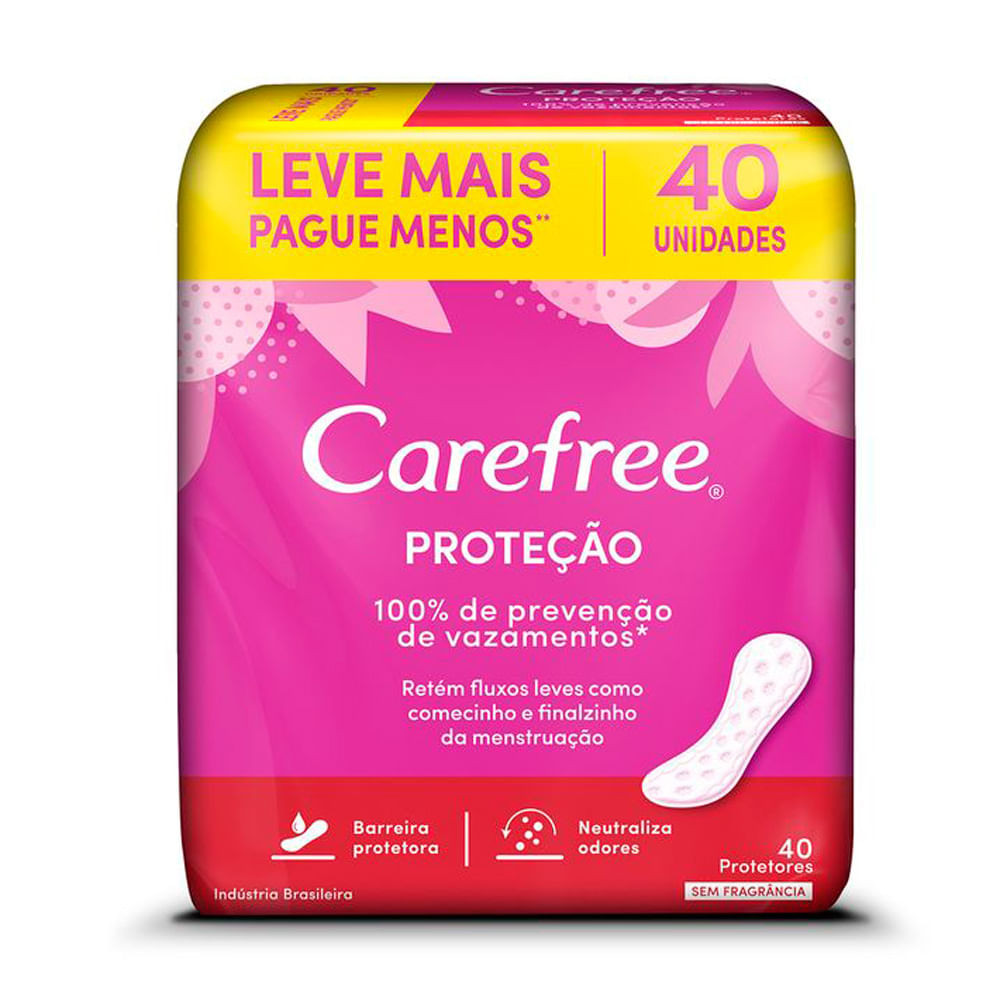 Protetor Diário Carefree Proteção Sem Perfume 40 Unidades Leve Mais Por Menos - Health