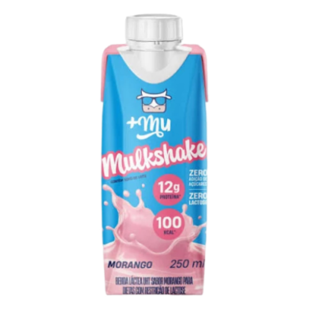 Bebida Proteica - Mulkshake Bebida Lactea UHT Morango 250ml - Mais Mu em Oferta na Shopee