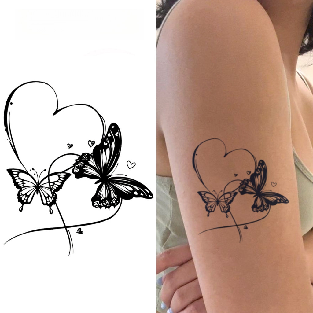 Tatuagem Temporária Borboleta do Amor, NOVA Tecnologia Mágica, À Prova D'Água, Dura 2 Semanas, Tatuagem Semi-Permanente,