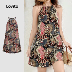 Lovito Boho Férias Vestido com Ilhós Primavera/verão para Mulheres Bordado L142ED120