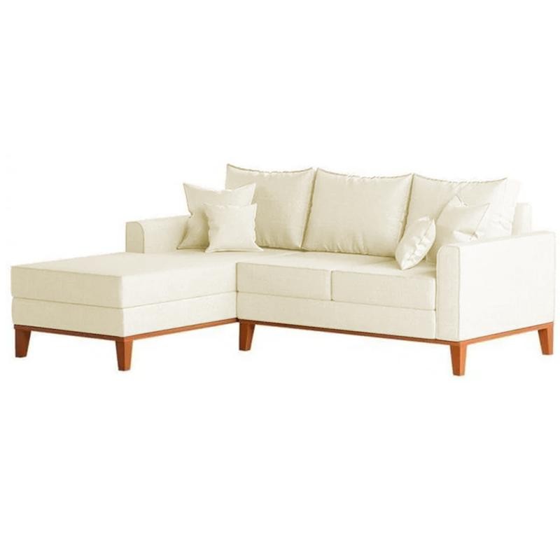 Sofá 3 Lugares Beny com Chaise Esquerdo Corino Bege · foto 2